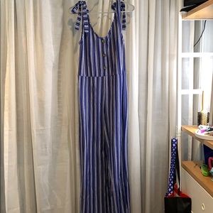 Blue and White Jumpsuit